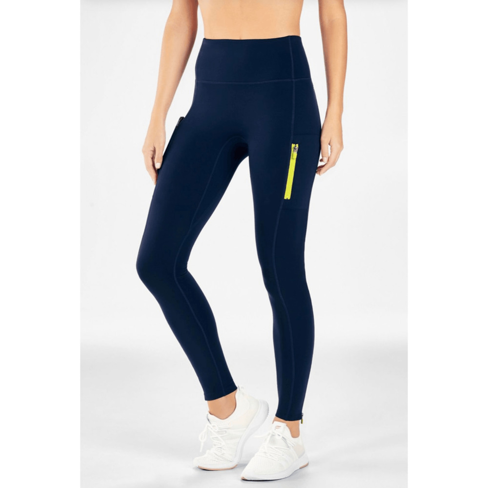 Women's Fabletics High-Waisted Motion365 Pocket Zipper Leggings Navy Size XS